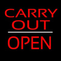 Carry Out Block Open White Line Neontábla