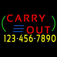 Carry Out With Phone Number Neontábla