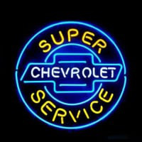 Chevrolet Super Service Bolt Nyitva Neontábla