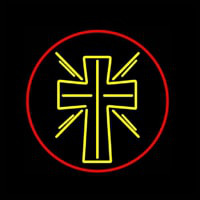 Christian Cross With Border Neontábla