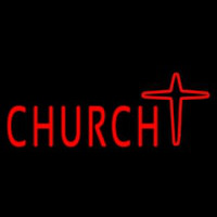 Church With Cross Logo Neontábla