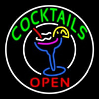Circular Cocktail With Cocktail Neontábla