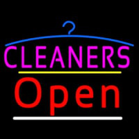 Cleaners Logo Open Yellow Line Neontábla