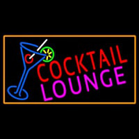 Cocktail Lounge And Martini Glass With Orange Border Neontábla