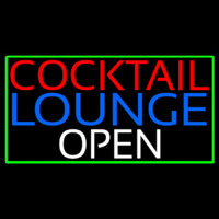 Cocktail Lounge Open With Green Border Neontábla