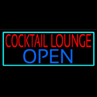 Cocktail Lounge Open With Turquoise Border Neontábla