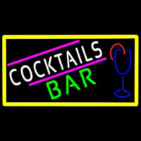 Cocktails Bar With Glass Real Neon Glass Tube Neontábla