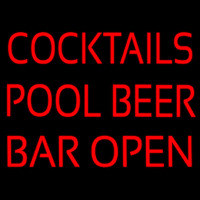 Cocktails Pool Beer Bar Open Neontábla
