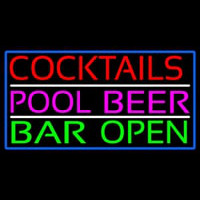 Cocktails Pool Beer Bar Open Neontábla
