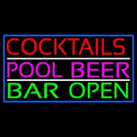 Cocktails Pool Beer Bar Open Neontábla