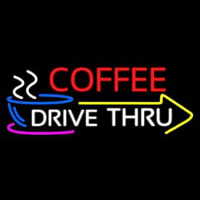 Coffee Drive Thru With Yellow Arrow Neontábla