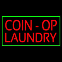 Coin Op Laundry Green Border Neontábla