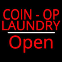 Coin Op Laundry Open White Line Neontábla