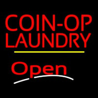 Coin Op Laundry Open Yellow Line Neontábla