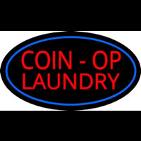 Coin Op Laundry Oval Blue Neontábla