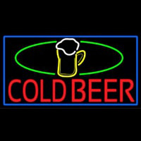 Cold Beer And Mug With Blue Border Neontábla