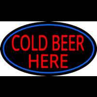 Cold Beer Here With Blue Border Neontábla