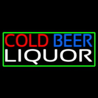 Cold Beer Liquor With Green Border Neontábla