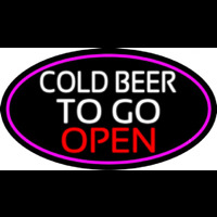 Cold Beer To Go Open Oval With Pink Border Neontábla