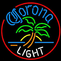 Corona Light Circle Palm Tree Beer Sign Neontábla