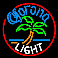 Corona Light Circle Palm Tree Beer Sign Neontábla