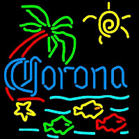 Corona Tropical Fish w Palm Tree Beer Sign Neontábla