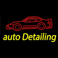 Cursive Auto Detailing With Car Logo 1 Neontábla