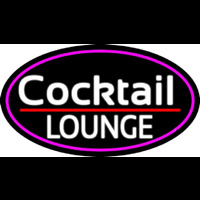 Cursive Cocktail Lounge Oval With Pink Border Neontábla