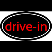 Cursive Drive In With Border Neontábla