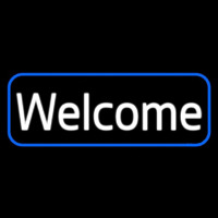 Cursive Welcome With Blue Border Neontábla
