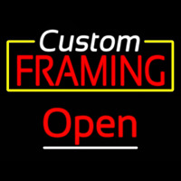 Custom Framing Yellow Border Open Neontábla