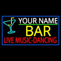 Custom Red Live Music Dancing Yellow Bar And Blue Border Neontábla