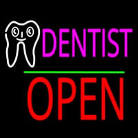 Dentist Logo Block Open Green Line Neontábla