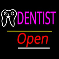 Dentist Logo Open Yellow Line Neontábla