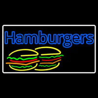 Double Stroke Hamburgers White Border Neontábla