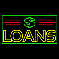 Double Stroke Loans With Dollar Logo And Border And Lines Neontábla