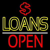 Double Stroke Loans With Dollar Logo Open Neontábla