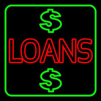 Double Stroke Loans With Dollar Logo With Green Border Neontábla