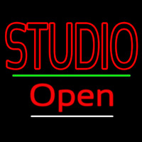 Double Stroke Red Studio With Open 3 Neontábla