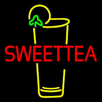 Double Stroke Sweet Tea With Glass Neontábla