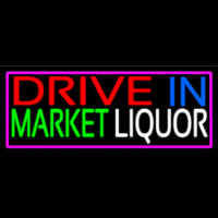 Drive In Market Liquor With Pink Border Neontábla