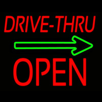 Drive Thru Block Open With Green Arrow Neontábla