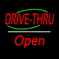 Drive Thru Open White Line Neontábla