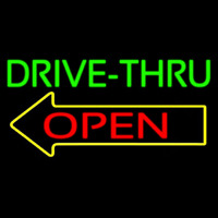 Drive Thru Open With Arrow Neontábla