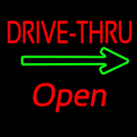 Drive Thru Open With Arrow Neontábla