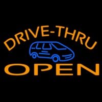 Drive Thru Open With Car Neontábla