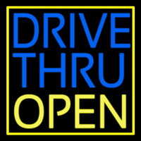 Drive Thru Open With Yellow Border Neontábla