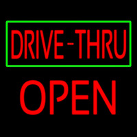 Drive Thru With Green Border Block Open Neontábla