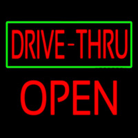 Drive Thru With Green Border Open Neontábla