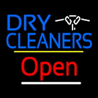 Dry Cleaners Logo Open Yellow Line Neontábla